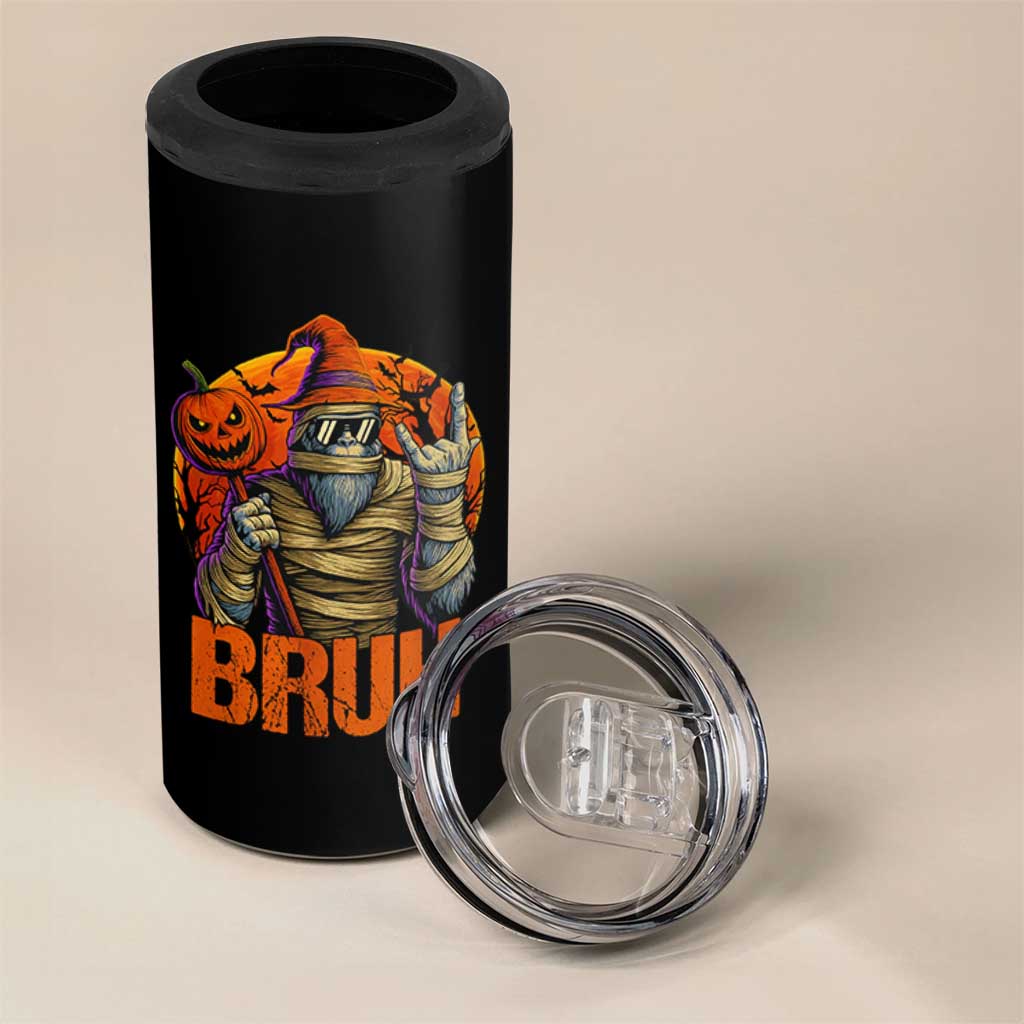 Funny Halloween Bigfoot 4 in 1 Can Cooler Tumbler Bruh Spooky Mummy Sasquatch Jack O Lantern - Wonder Print Shop