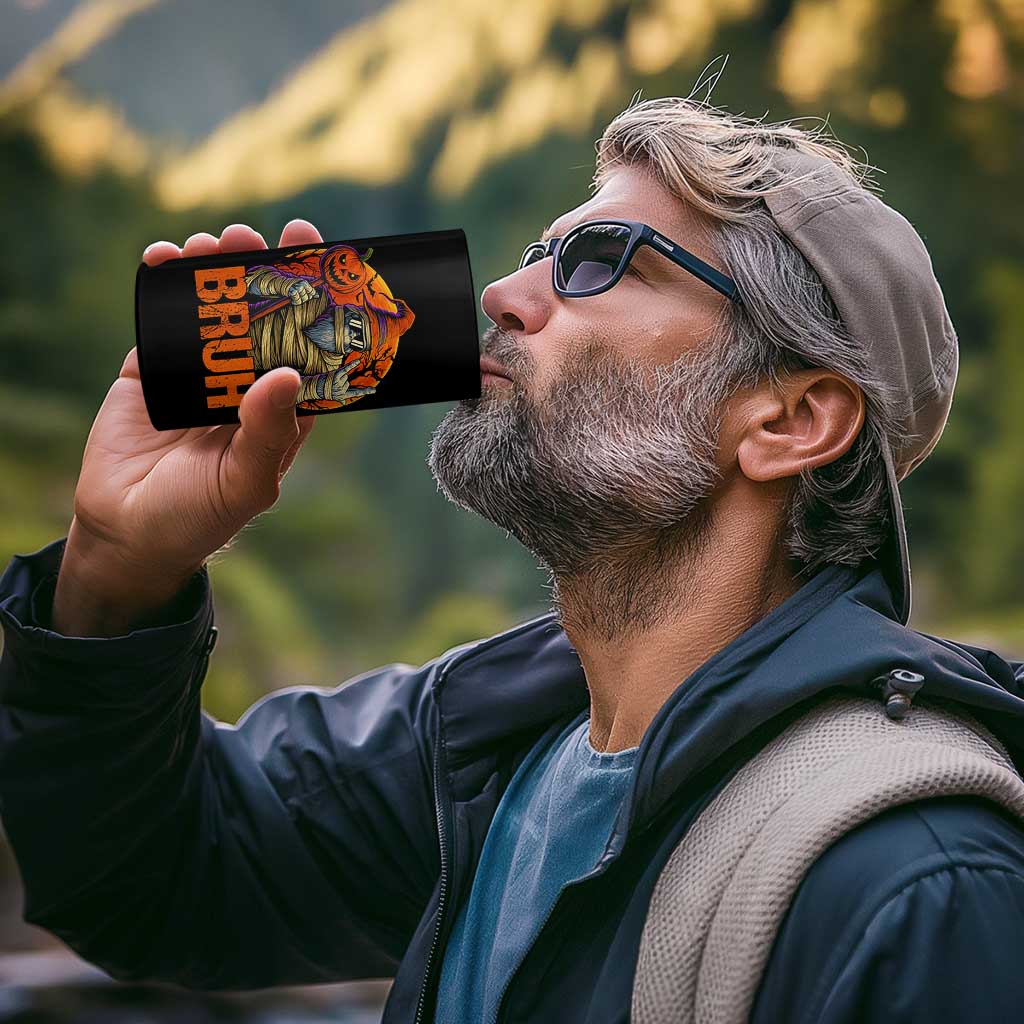 Funny Halloween Bigfoot 4 in 1 Can Cooler Tumbler Bruh Spooky Mummy Sasquatch Jack O Lantern - Wonder Print Shop