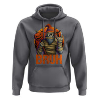 Funny Halloween Bigfoot Hoodie Bruh Spooky Mummy Sasquatch Jack O Lantern - Wonder Print Shop