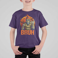 Funny Halloween Bigfoot T Shirt For Kid Bruh Spooky Mummy Sasquatch Jack O Lantern - Wonder Print Shop