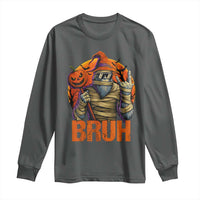 Funny Halloween Bigfoot Long Sleeve Shirt Bruh Spooky Mummy Sasquatch Jack O Lantern - Wonder Print Shop