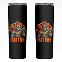 Funny Halloween Bigfoot Skinny Tumbler Bruh Spooky Mummy Sasquatch Jack O Lantern - Wonder Print Shop