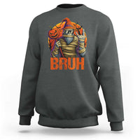 Funny Halloween Bigfoot Sweatshirt Bruh Spooky Mummy Sasquatch Jack O Lantern - Wonder Print Shop