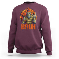 Funny Halloween Bigfoot Sweatshirt Bruh Spooky Mummy Sasquatch Jack O Lantern - Wonder Print Shop