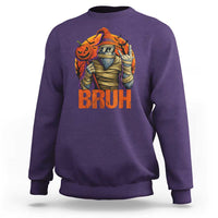 Funny Halloween Bigfoot Sweatshirt Bruh Spooky Mummy Sasquatch Jack O Lantern - Wonder Print Shop