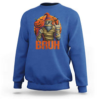 Funny Halloween Bigfoot Sweatshirt Bruh Spooky Mummy Sasquatch Jack O Lantern - Wonder Print Shop