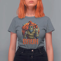 Funny Halloween Bigfoot T Shirt For Women Bruh Spooky Mummy Sasquatch Jack O Lantern - Wonder Print Shop