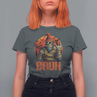 Funny Halloween Bigfoot T Shirt For Women Bruh Spooky Mummy Sasquatch Jack O Lantern - Wonder Print Shop