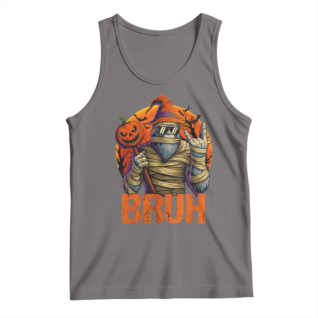 Funny Halloween Bigfoot Tank Top Bruh Spooky Mummy Sasquatch Jack O Lantern - Wonder Print Shop