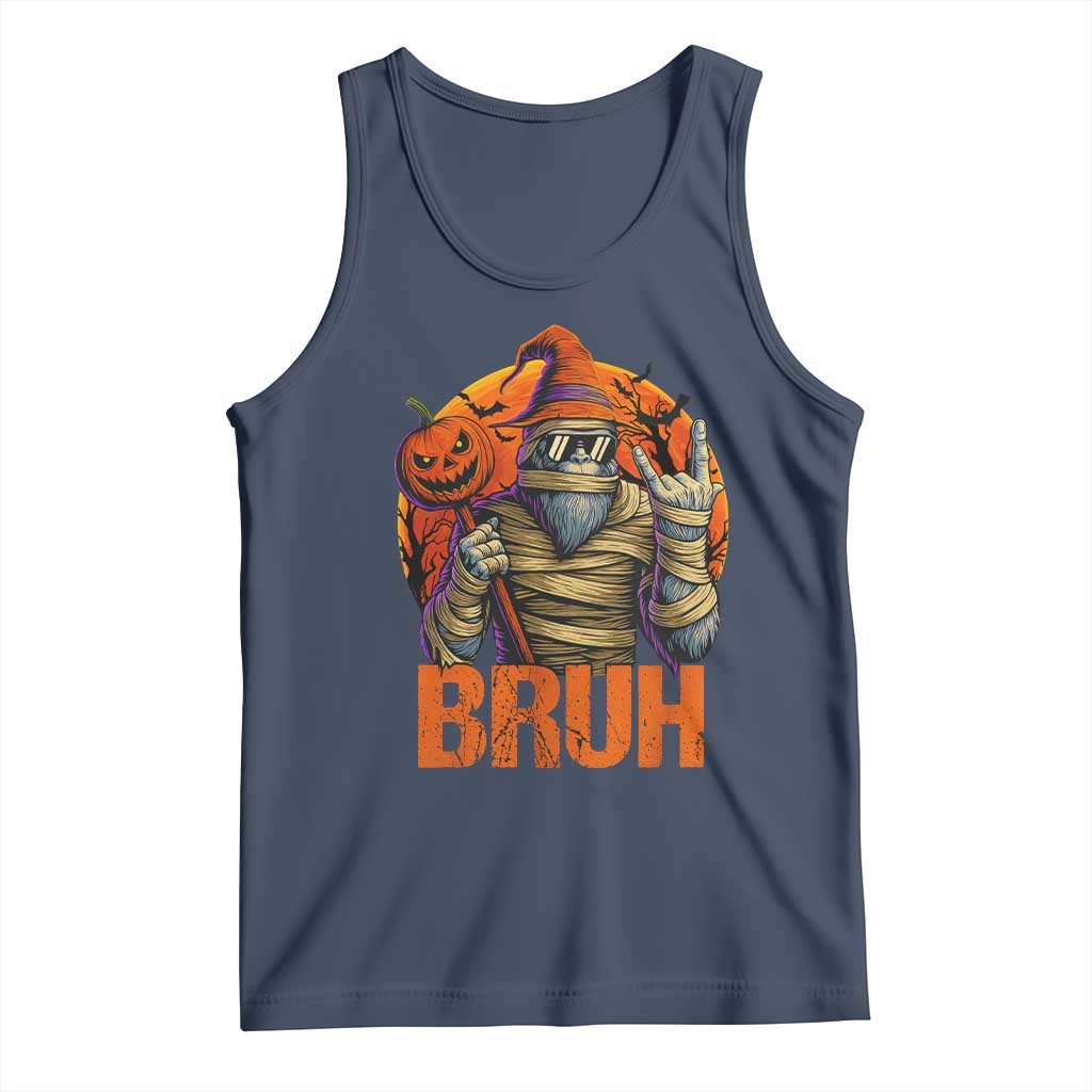 Funny Halloween Bigfoot Tank Top Bruh Spooky Mummy Sasquatch Jack O Lantern - Wonder Print Shop