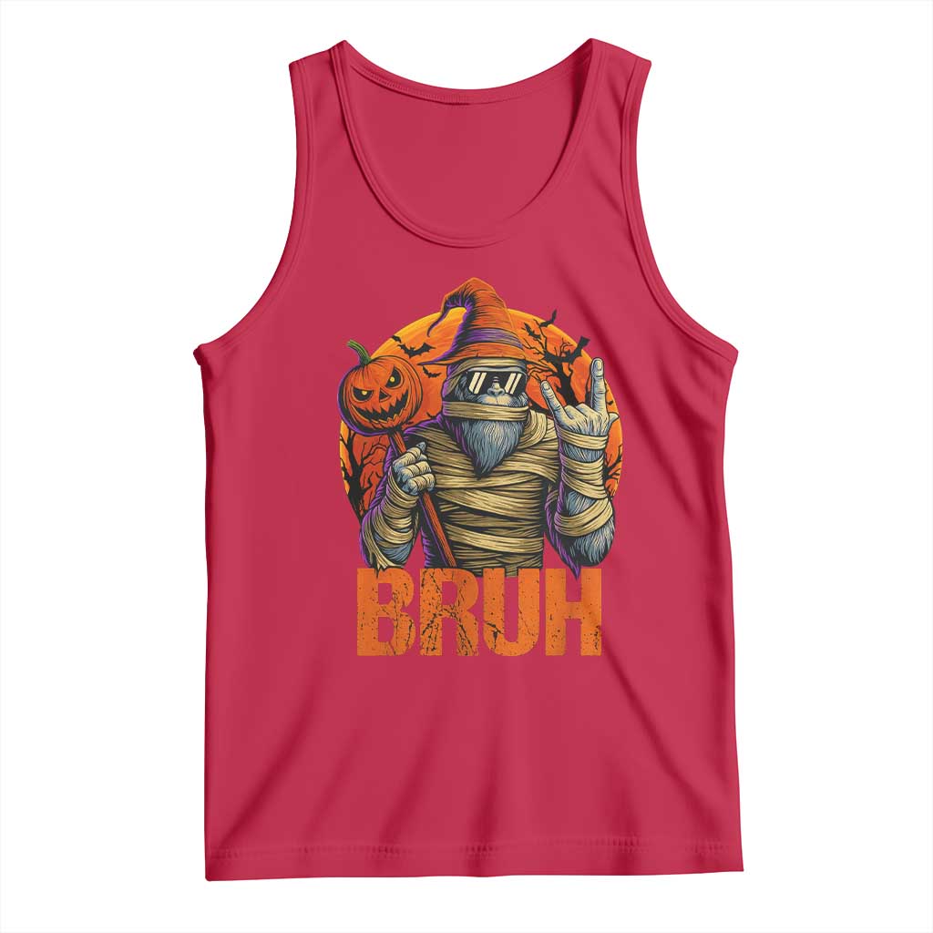 Funny Halloween Bigfoot Tank Top Bruh Spooky Mummy Sasquatch Jack O Lantern - Wonder Print Shop
