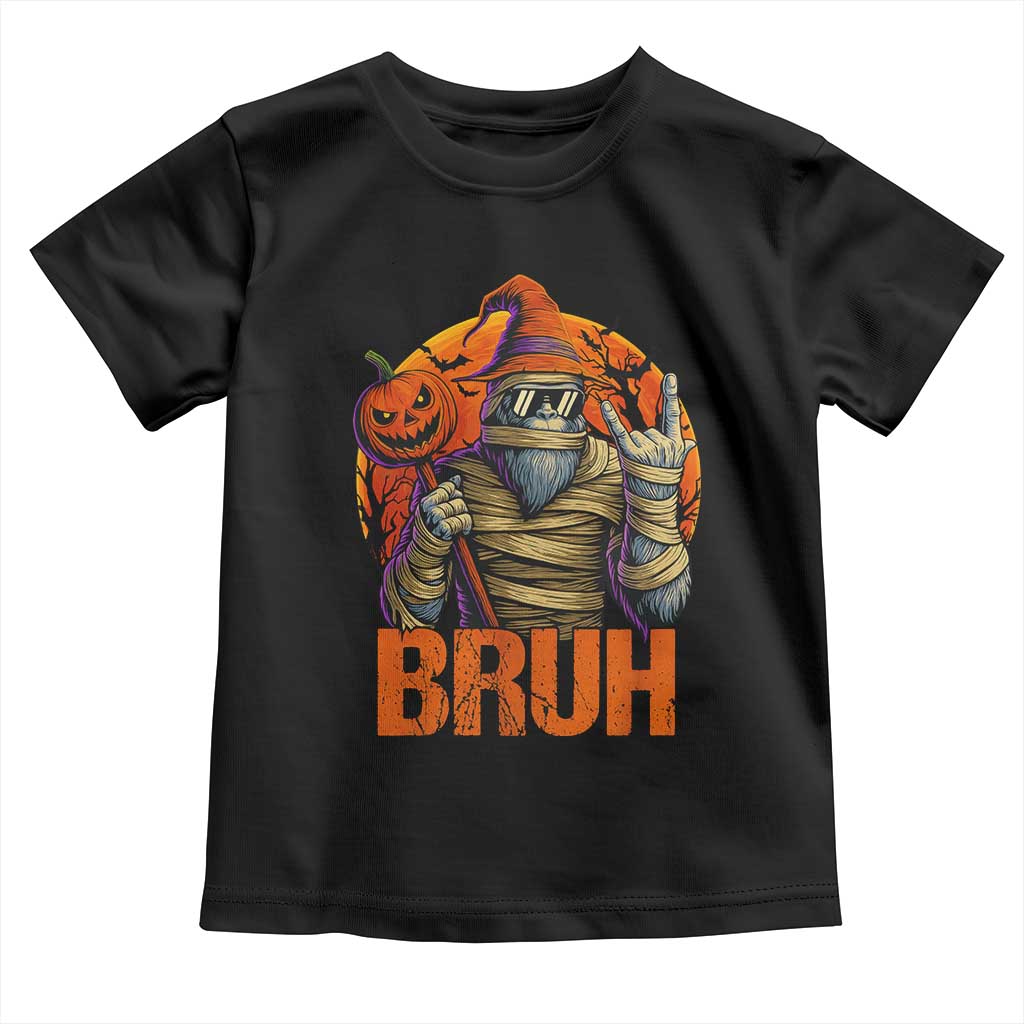 Funny Halloween Bigfoot Toddler T Shirt Bruh Spooky Mummy Sasquatch Jack O Lantern - Wonder Print Shop