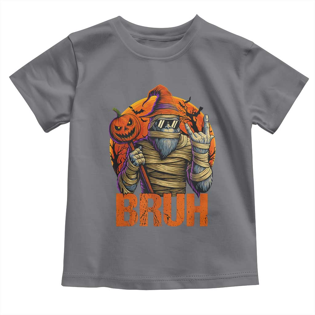 Funny Halloween Bigfoot Toddler T Shirt Bruh Spooky Mummy Sasquatch Jack O Lantern - Wonder Print Shop