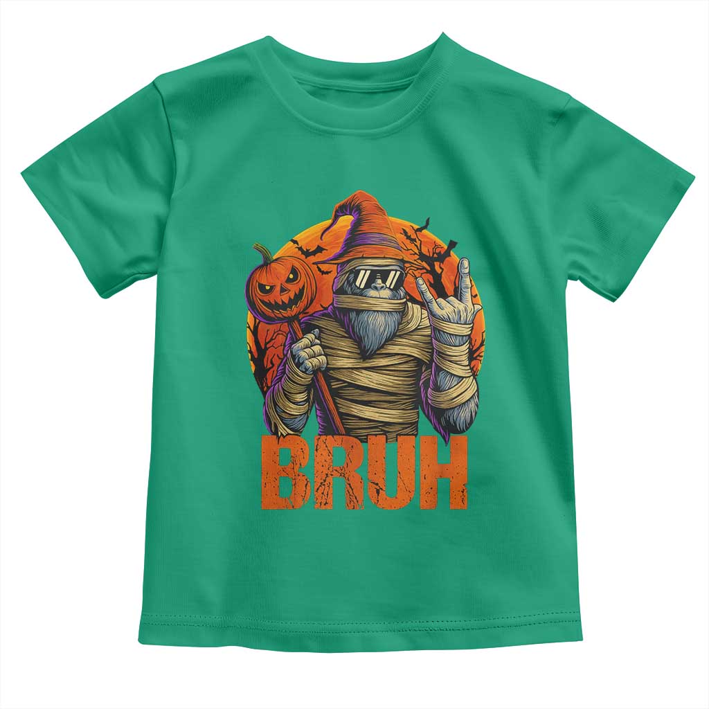 Funny Halloween Bigfoot Toddler T Shirt Bruh Spooky Mummy Sasquatch Jack O Lantern - Wonder Print Shop