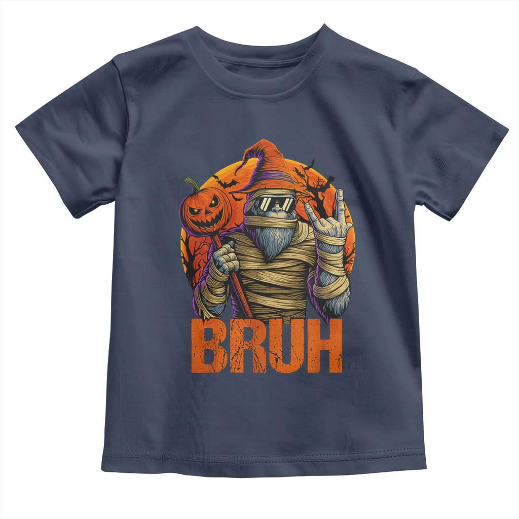 Funny Halloween Bigfoot Toddler T Shirt Bruh Spooky Mummy Sasquatch Jack O Lantern - Wonder Print Shop