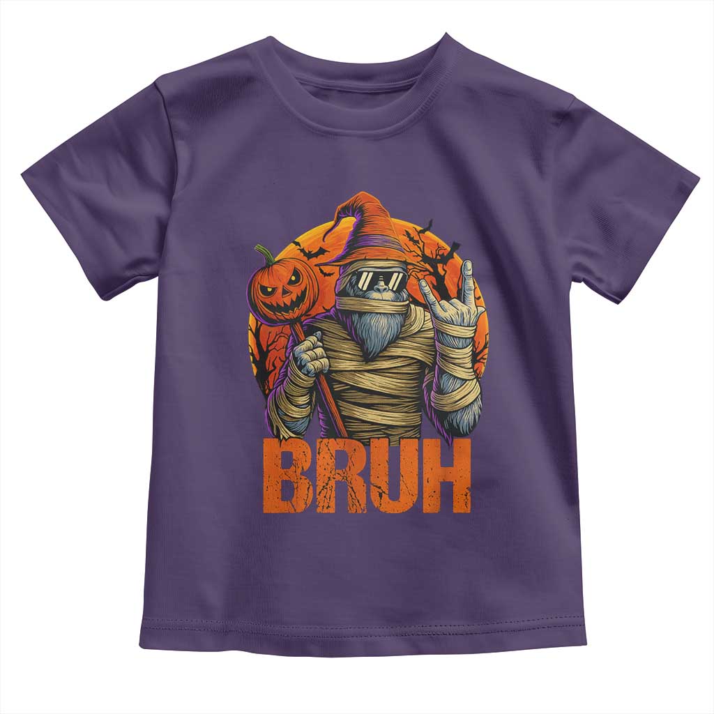 Funny Halloween Bigfoot Toddler T Shirt Bruh Spooky Mummy Sasquatch Jack O Lantern - Wonder Print Shop
