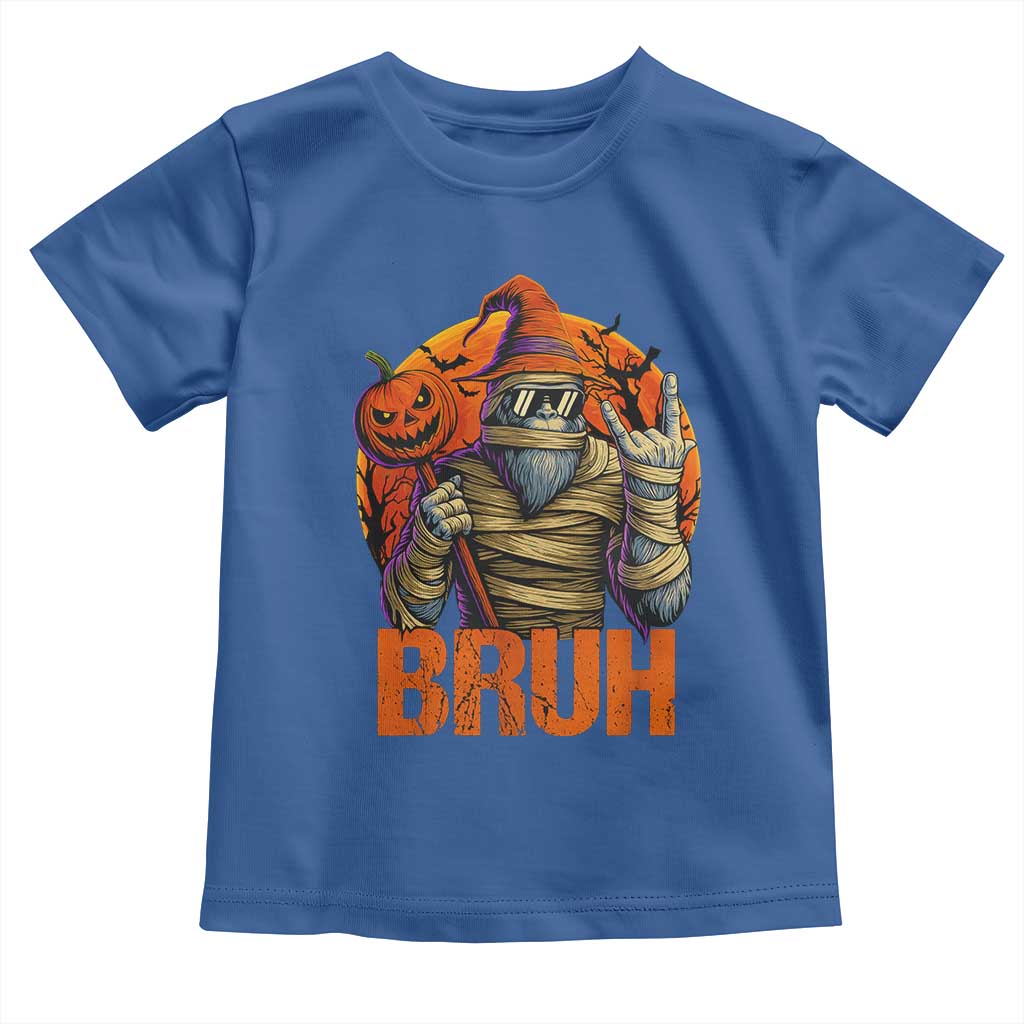 Funny Halloween Bigfoot Toddler T Shirt Bruh Spooky Mummy Sasquatch Jack O Lantern - Wonder Print Shop