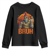 Funny Halloween Bigfoot Youth Sweatshirt Bruh Spooky Mummy Sasquatch Jack O Lantern - Wonder Print Shop