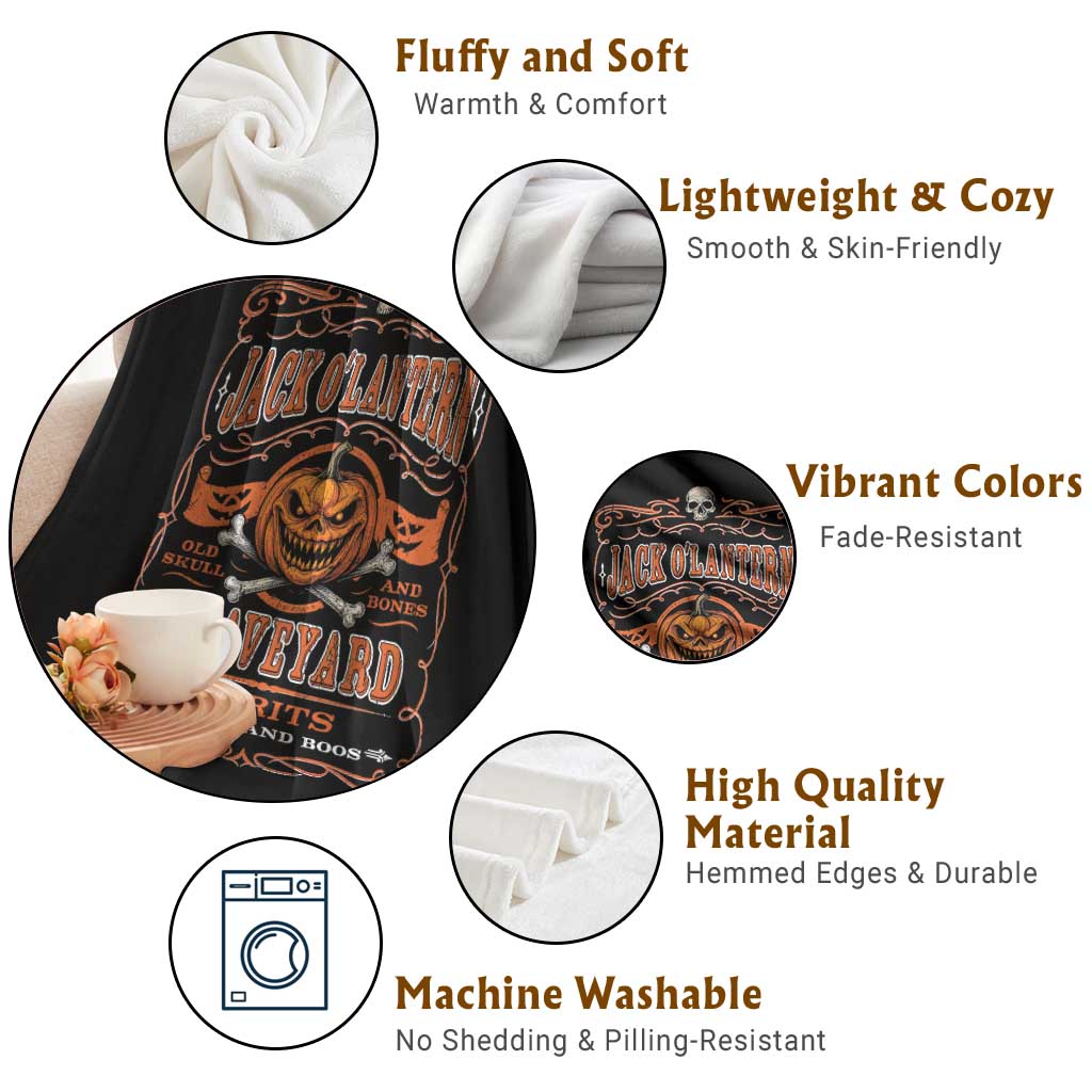 Halloween Jack O Lantern Throw Blanket Scary Skull Pumpkin Face - Wonder Print Shop