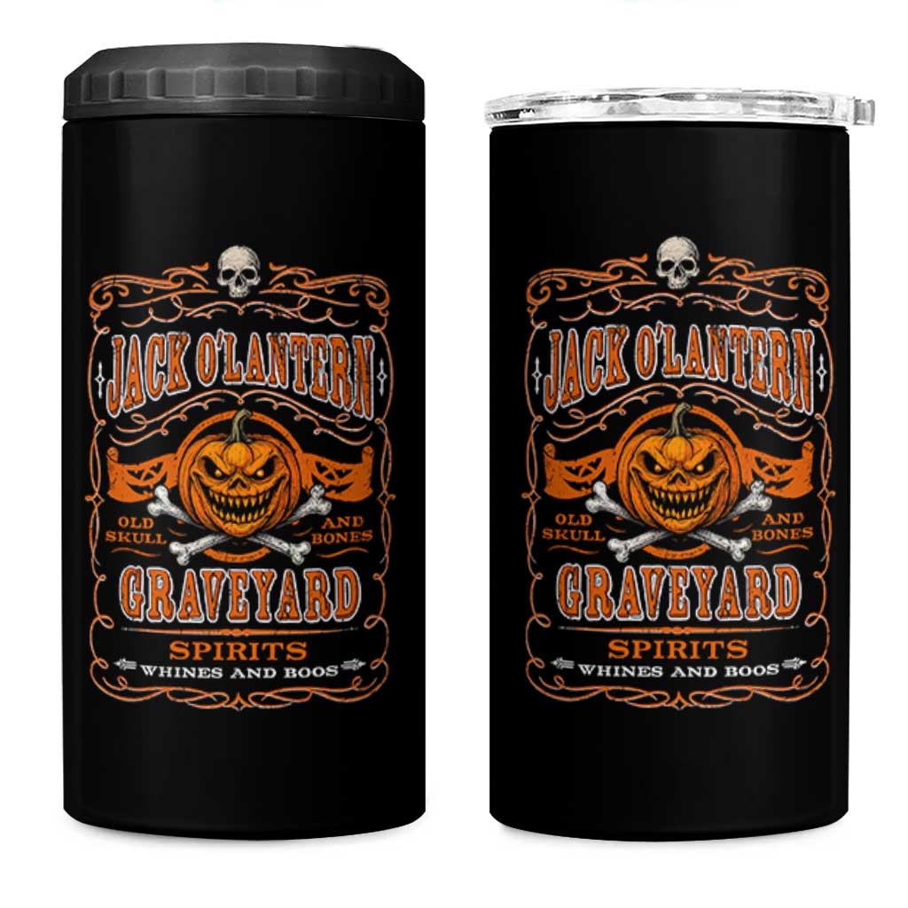 Halloween Jack O Lantern 4 in 1 Can Cooler Tumbler Scary Skull Pumpkin Face - Wonder Print Shop