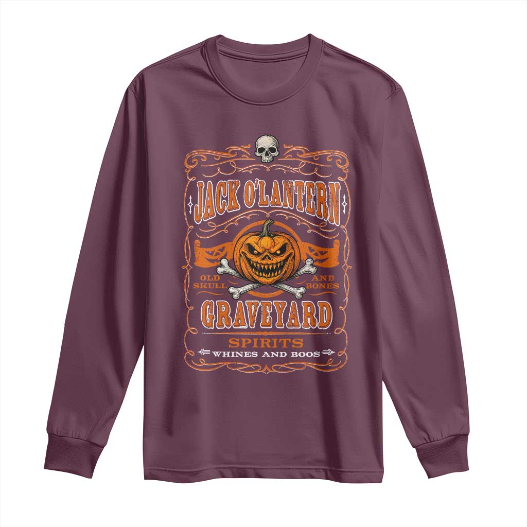 Halloween Jack O Lantern Long Sleeve Shirt Scary Skull Pumpkin Face - Wonder Print Shop