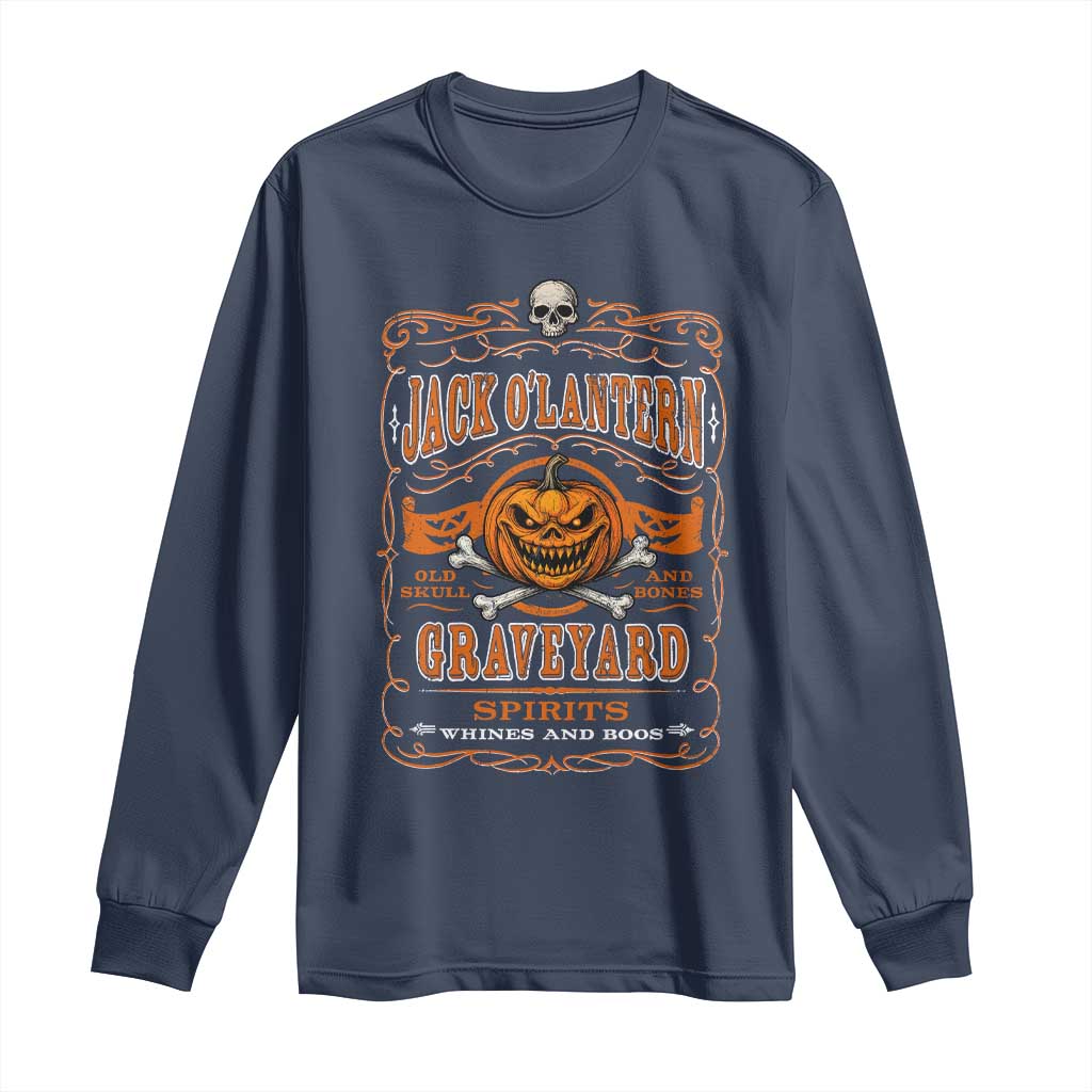 Halloween Jack O Lantern Long Sleeve Shirt Scary Skull Pumpkin Face - Wonder Print Shop