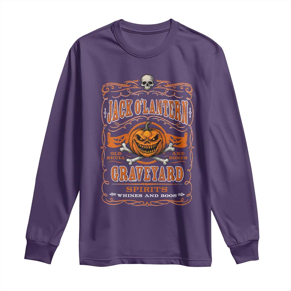 Halloween Jack O Lantern Long Sleeve Shirt Scary Skull Pumpkin Face - Wonder Print Shop