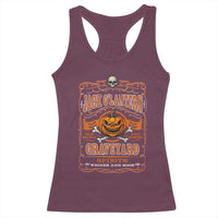 Halloween Jack O Lantern Racerback Tank Top Scary Skull Pumpkin Face - Wonder Print Shop
