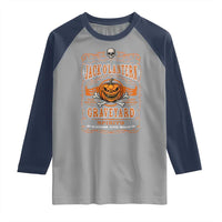 Halloween Jack O Lantern Raglan Shirt Scary Skull Pumpkin Face - Wonder Print Shop