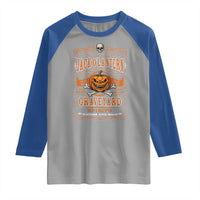 Halloween Jack O Lantern Raglan Shirt Scary Skull Pumpkin Face - Wonder Print Shop