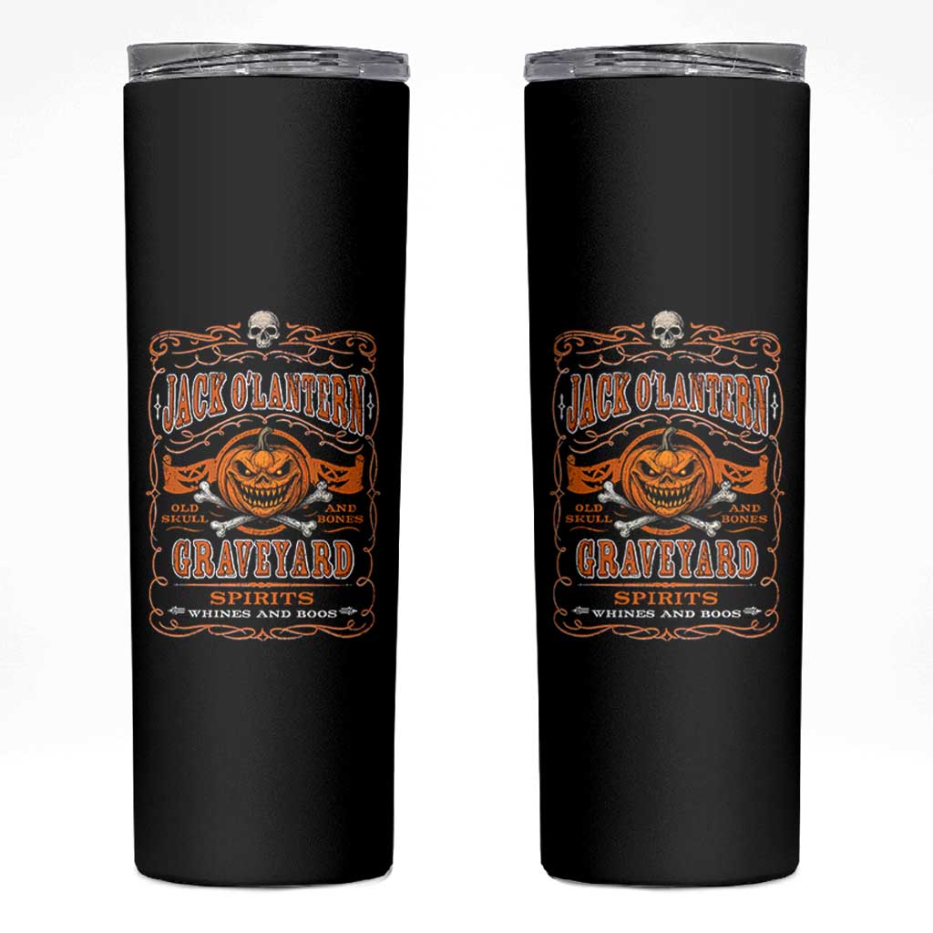 Halloween Jack O Lantern Skinny Tumbler Scary Skull Pumpkin Face - Wonder Print Shop