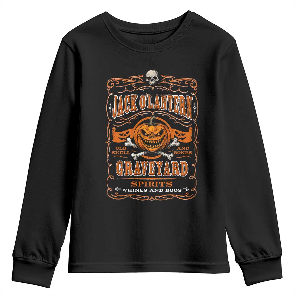 Halloween Jack O Lantern Youth Sweatshirt Scary Skull Pumpkin Face - Wonder Print Shop