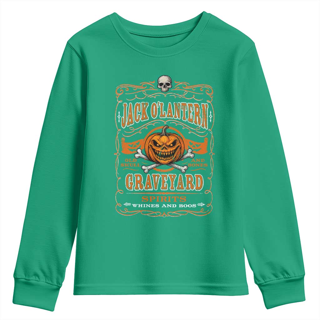 Halloween Jack O Lantern Youth Sweatshirt Scary Skull Pumpkin Face - Wonder Print Shop