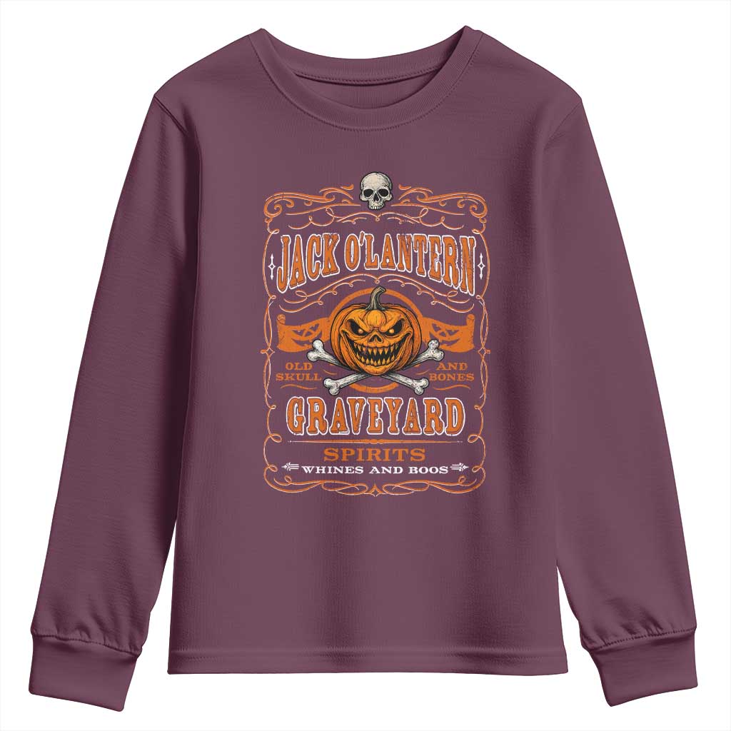 Halloween Jack O Lantern Youth Sweatshirt Scary Skull Pumpkin Face - Wonder Print Shop
