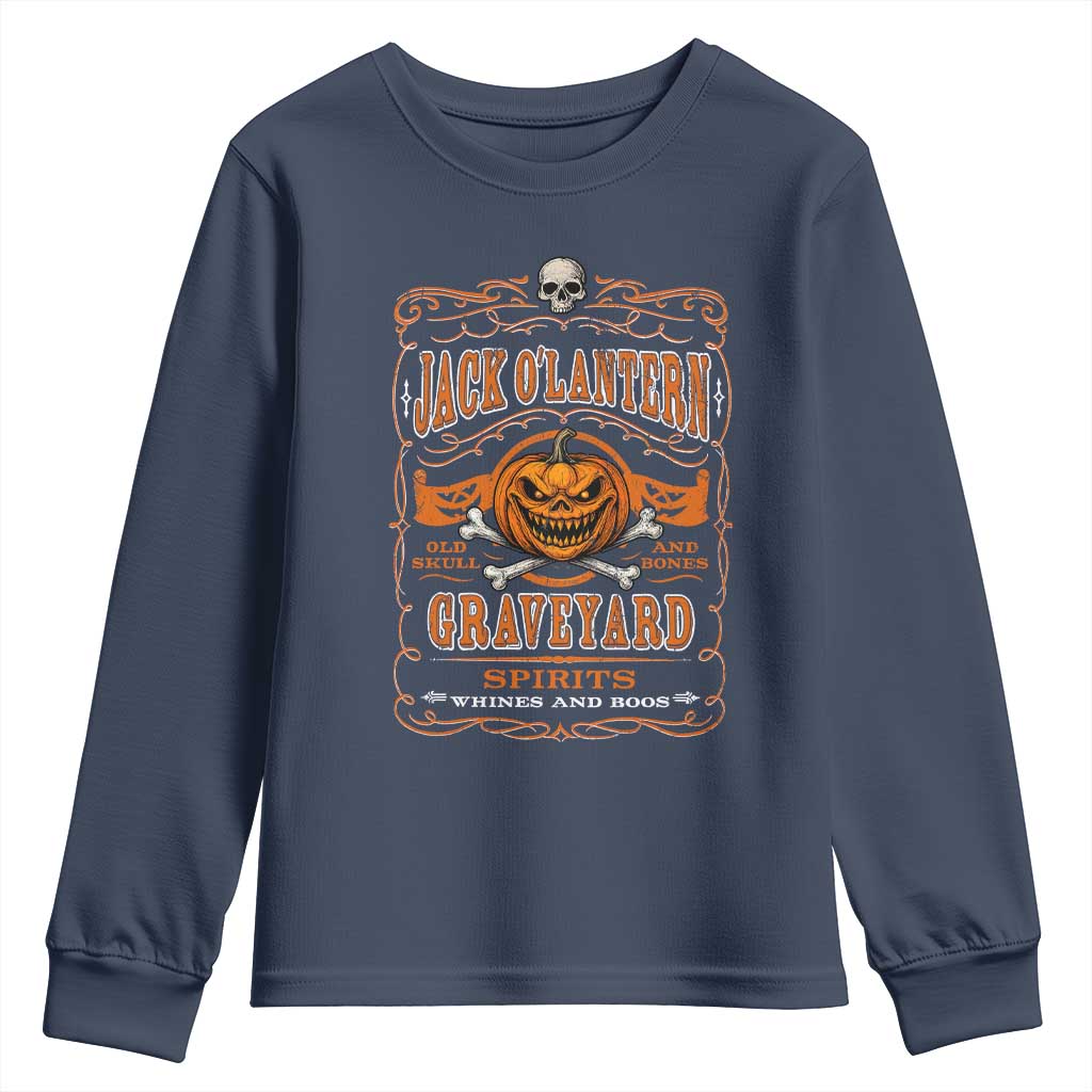 Halloween Jack O Lantern Youth Sweatshirt Scary Skull Pumpkin Face - Wonder Print Shop