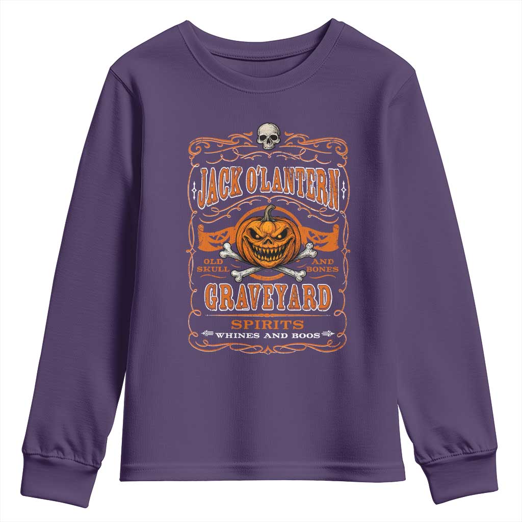 Halloween Jack O Lantern Youth Sweatshirt Scary Skull Pumpkin Face - Wonder Print Shop