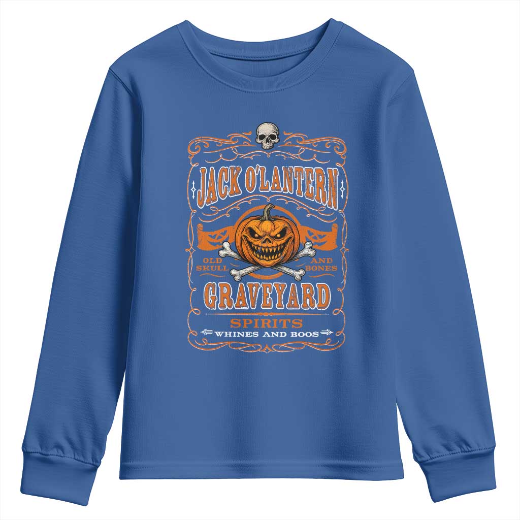 Halloween Jack O Lantern Youth Sweatshirt Scary Skull Pumpkin Face - Wonder Print Shop