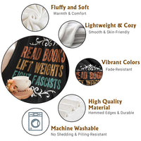 Read Books Lift Weights Fight Fascists Throw Blanket Reading Activism - Wonder Print Shop