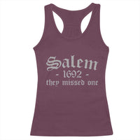 Salem 1692 They Missed One Racerback Tank Top Halloween Feminist Witch Trials Gothic - Wonder Print Shop