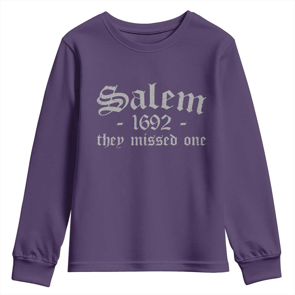 Salem 1692 They Missed One Youth Sweatshirt Halloween Feminist Witch Trials Gothic - Wonder Print Shop