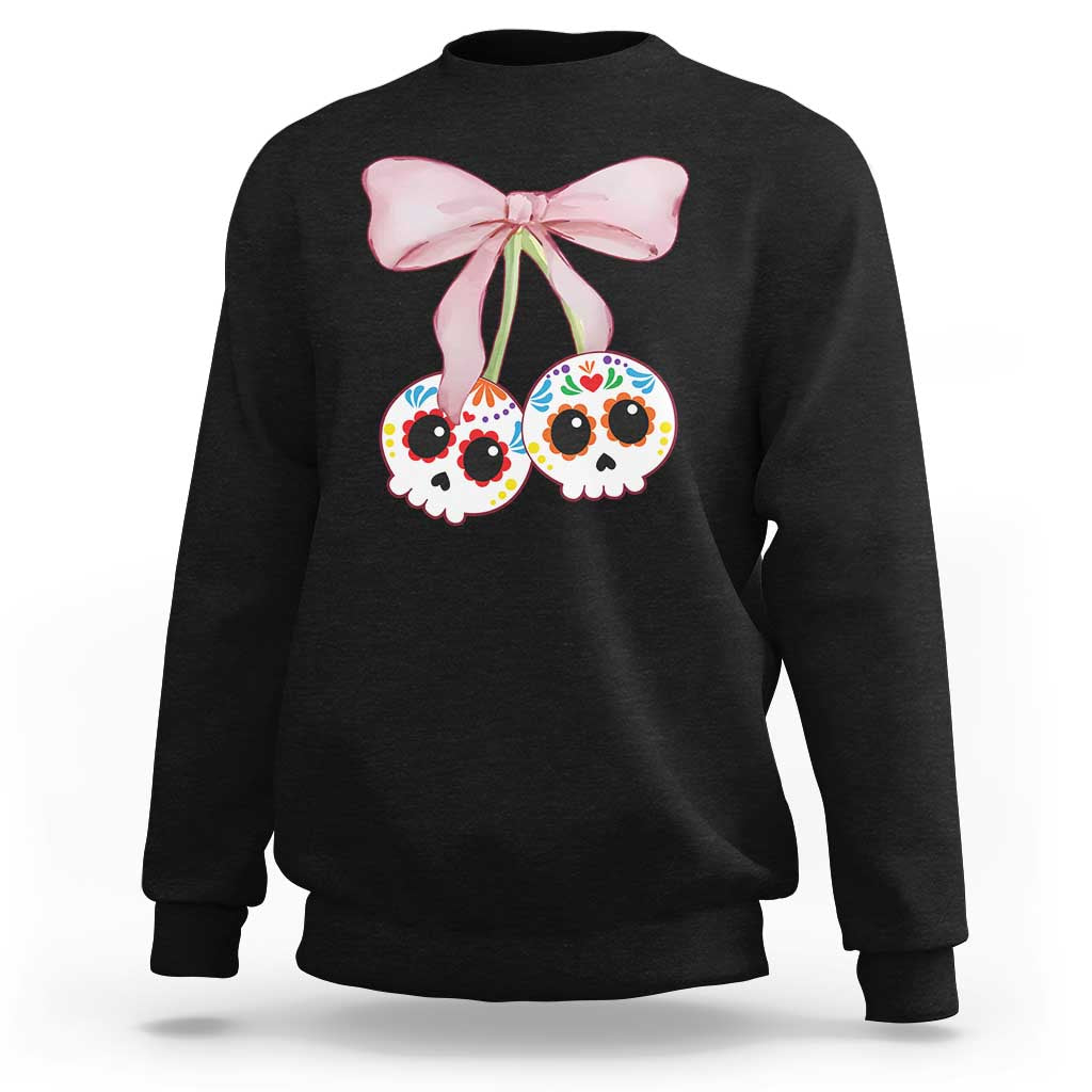 Day Of The Dead Sweatshirt Sugar Skull Pink Bow Coquette Aesthetic - Wonder Print Shop