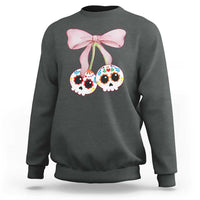 Day Of The Dead Sweatshirt Sugar Skull Pink Bow Coquette Aesthetic - Wonder Print Shop
