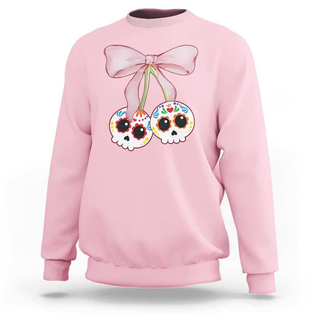 Day Of The Dead Sweatshirt Sugar Skull Pink Bow Coquette Aesthetic - Wonder Print Shop