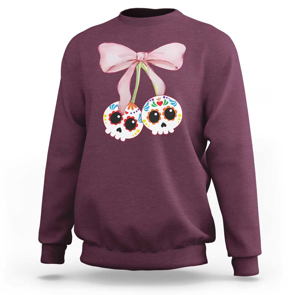 Day Of The Dead Sweatshirt Sugar Skull Pink Bow Coquette Aesthetic - Wonder Print Shop