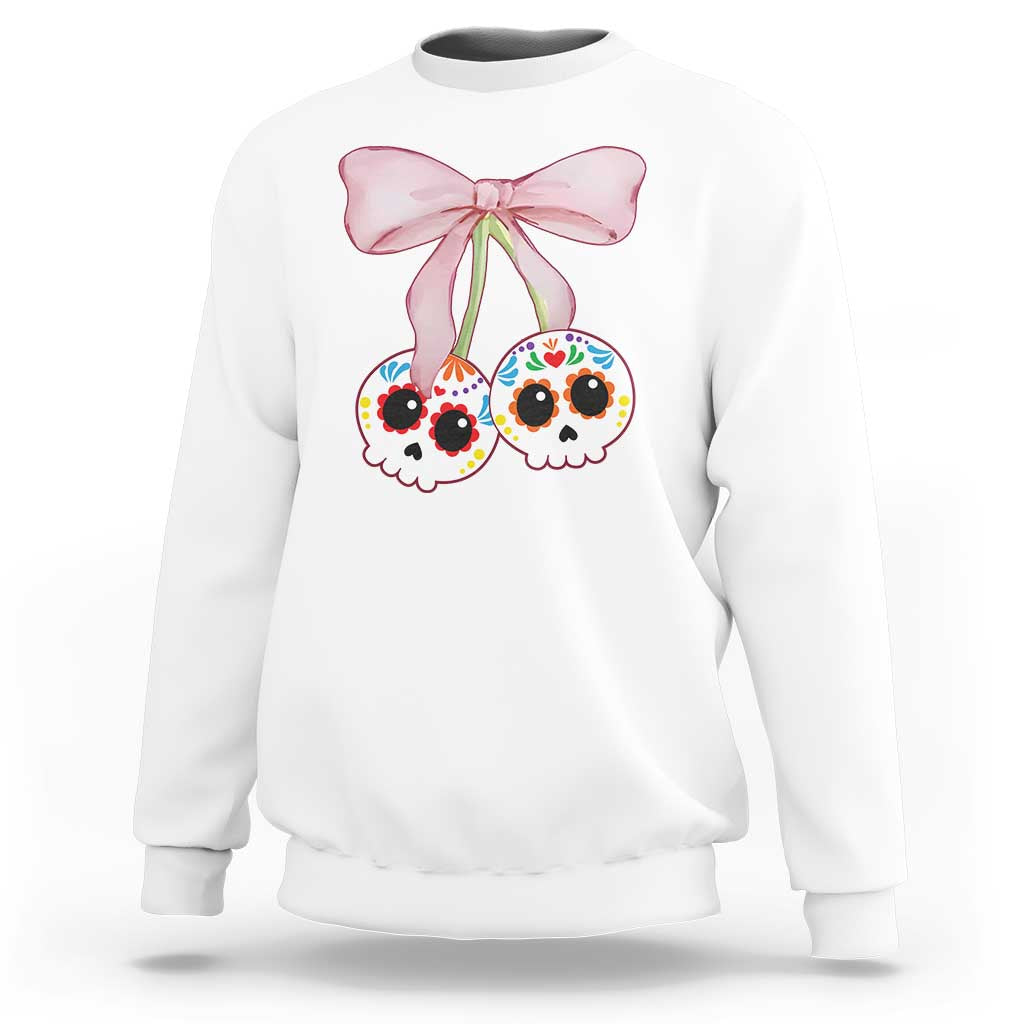 Day Of The Dead Sweatshirt Sugar Skull Pink Bow Coquette Aesthetic - Wonder Print Shop