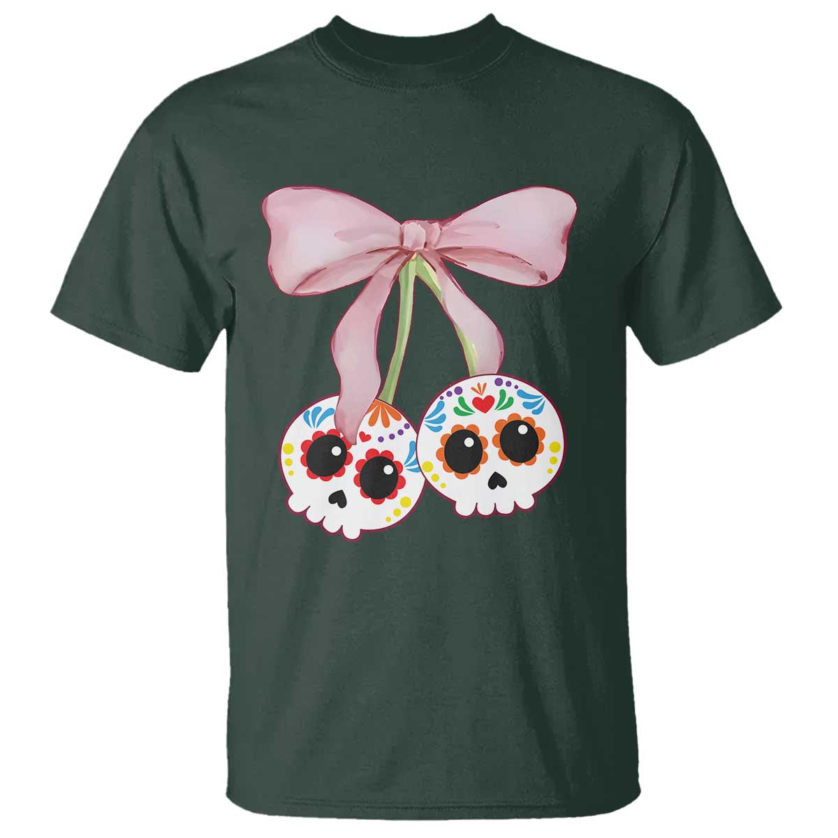 Day Of The Dead T Shirt Sugar Skull Pink Bow Coquette Aesthetic - Wonder Print Shop
