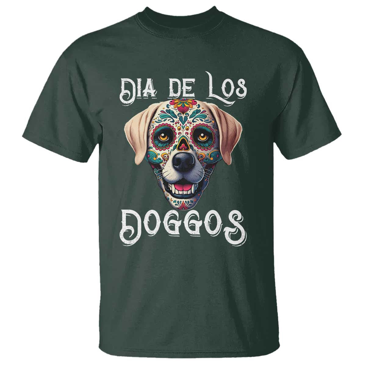 Day Of The Dead T Shirt Dia De Los Doggos Dog Calaca Face Painting - Wonder Print Shop