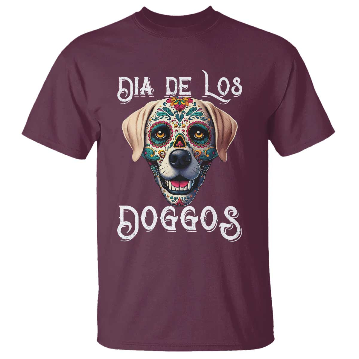 Day Of The Dead T Shirt Dia De Los Doggos Dog Calaca Face Painting - Wonder Print Shop