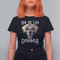 Day Of The Dead T Shirt For Women Dia De Los Doggos Dog Calaca Face Painting - Wonder Print Shop