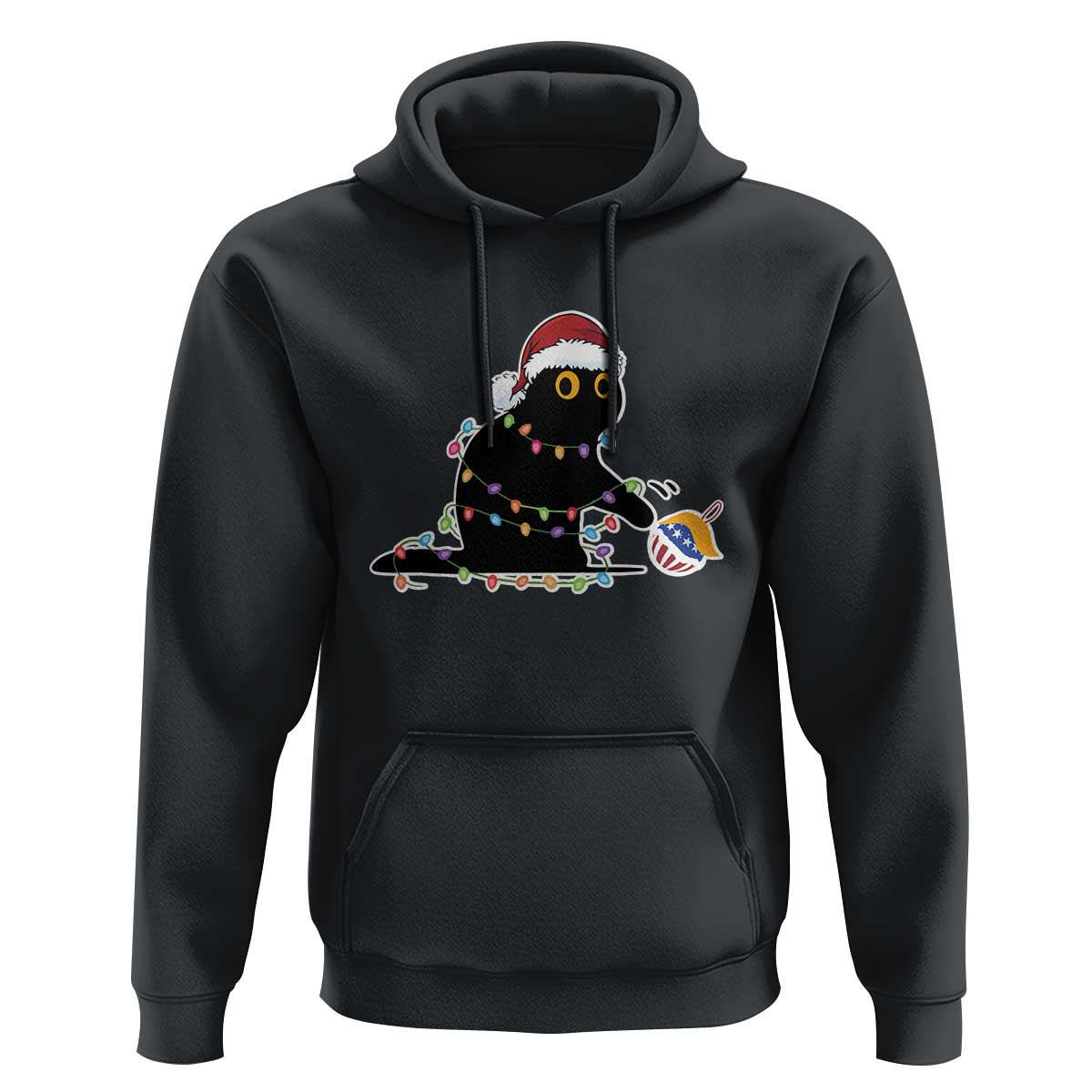 Funny Harris Supporter Hoodie Christmas Black Cat With Bauble